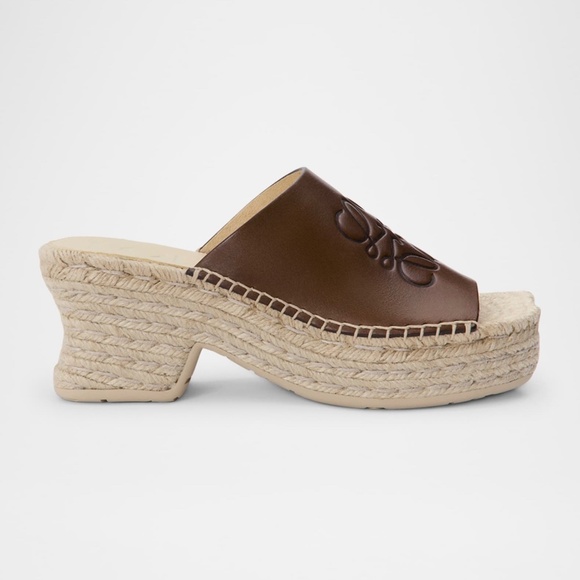 LOEWE Paula's Ibiza Petal Espadrille Platform Slide Sandals in Brown Leather 38 - Picture 6 of 7
